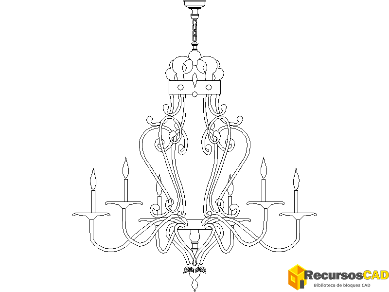 Araña de velas con estructura de metal