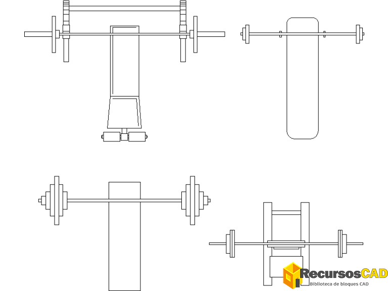 Bloques para AutoCAD: Completo Mobiliario de Gimnasio en Formato DWG ...