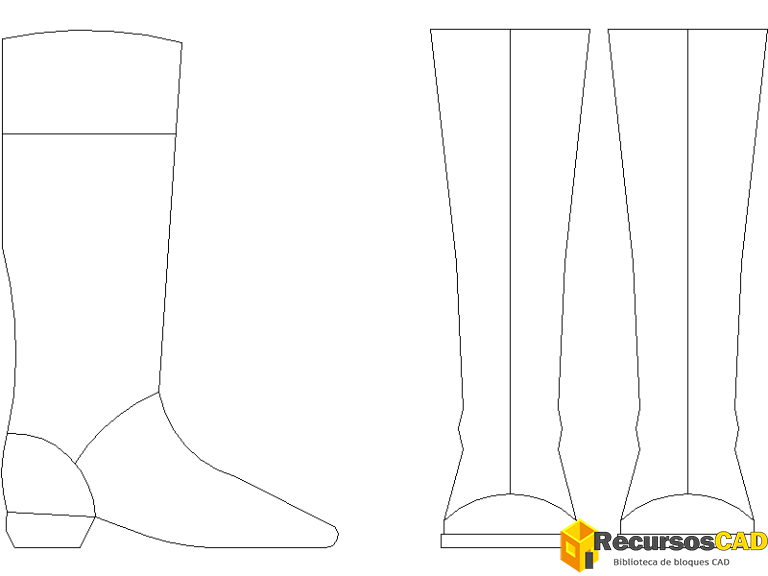Bloques DWG Botas Gratis: Botas Altas y Vaqueras para AutoCAD 2D ...