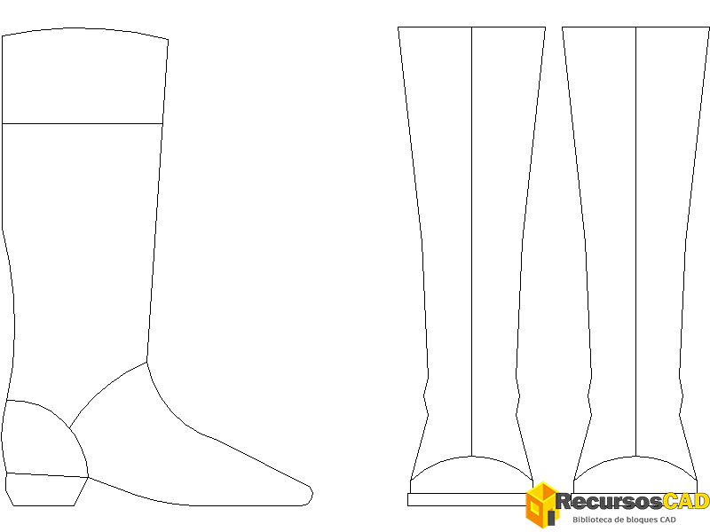 Bloques DWG Botas Gratis: Botas Altas y Vaqueras para AutoCAD 2D ...