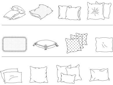 Bloques DWG de Cojines y Almohadas