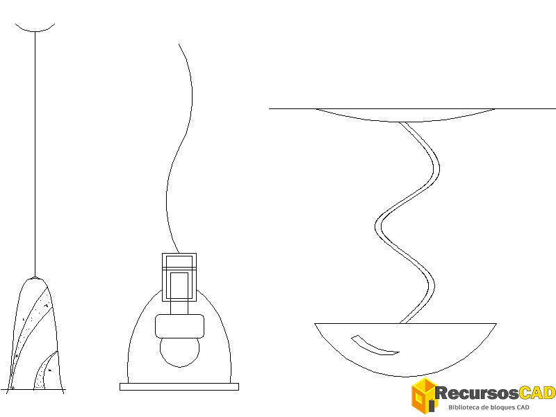 Colgantes modernos de pantalla y cuenco para AutoCAD gratis