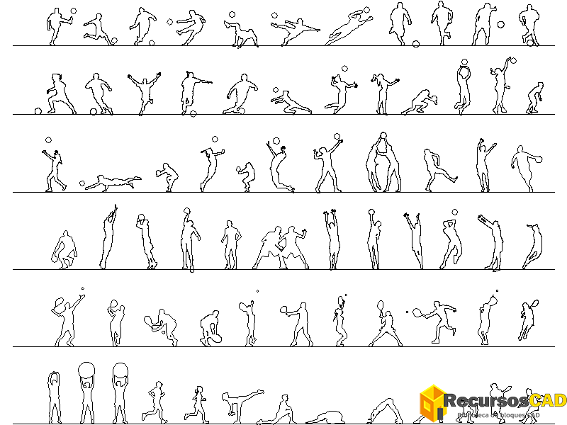Siluetas de personas Deportistas para AutoCAD