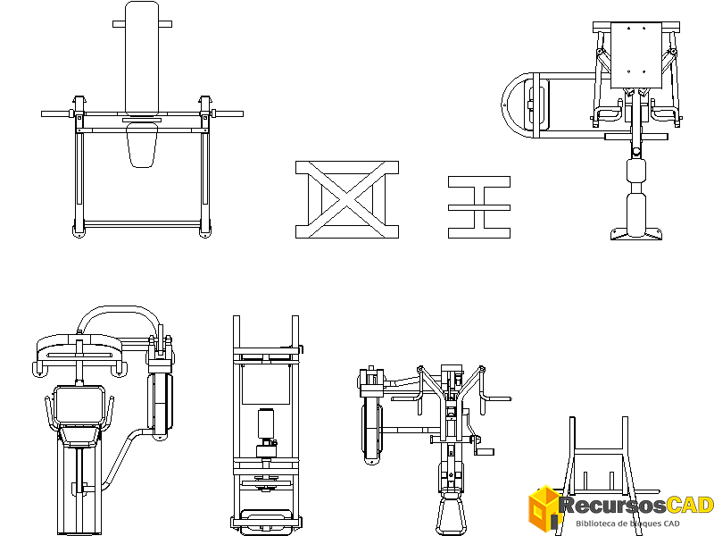 Bloques para AutoCAD: Completo Mobiliario de Gimnasio en Formato DWG ...