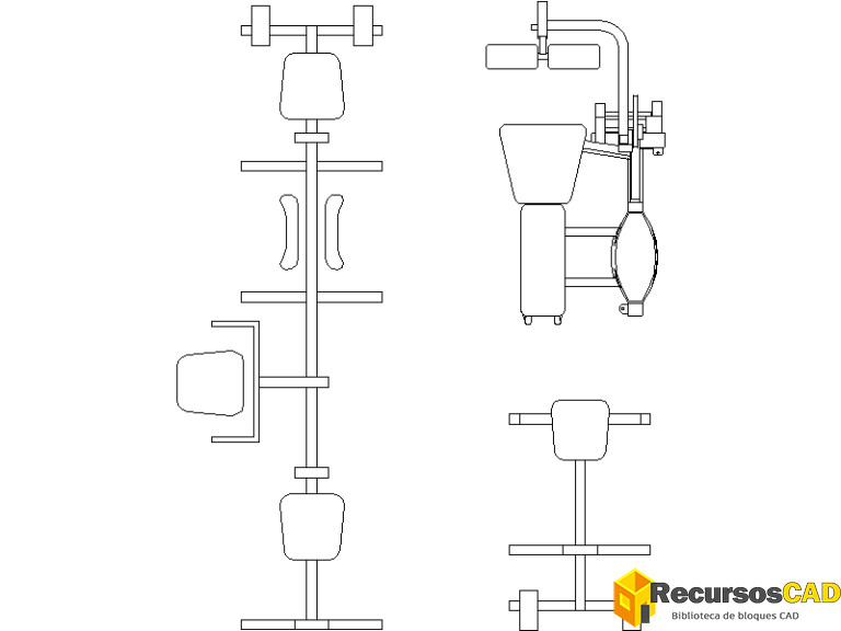 Bloques para AutoCAD: Completo Mobiliario de Gimnasio en Formato DWG ...