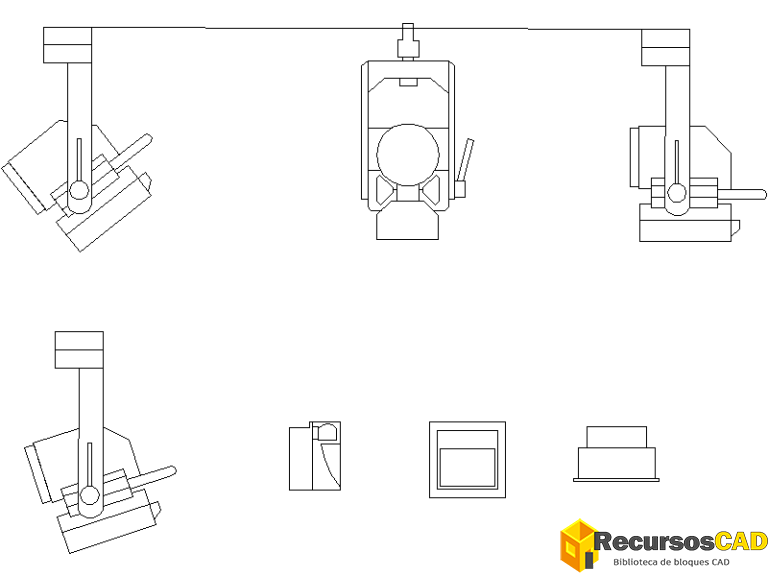 Bloques DWG de Luces de Techo Gratis: Focos Giratorios y Ajustables ...