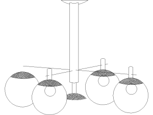 Lámpara colgante multiglobo para AutoCAD