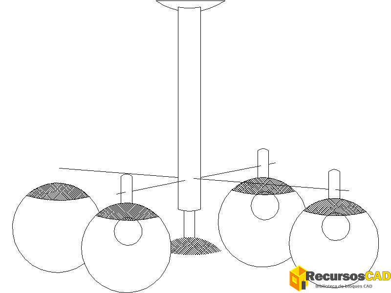 Lámpara colgante multiglobo para AutoCAD