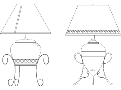 Lámparas de jarrón sobre pedestales