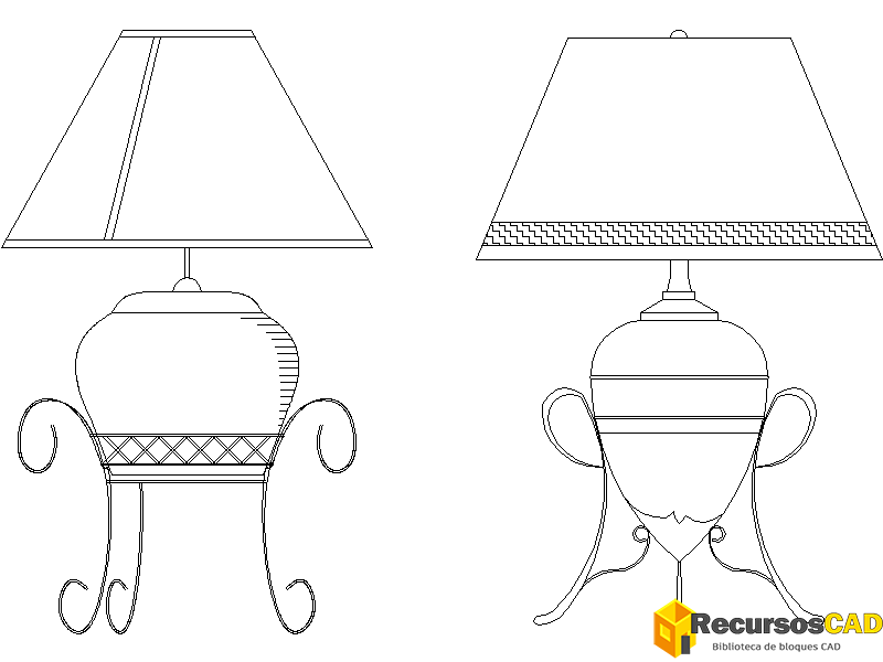 Lámparas de jarrón sobre pedestales