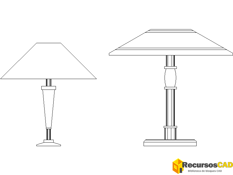 Lámparas de madera con pantallas de cristal.