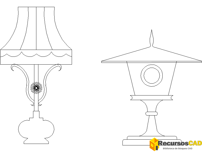 Lámparas de mesa ornamentales para AutoCAD