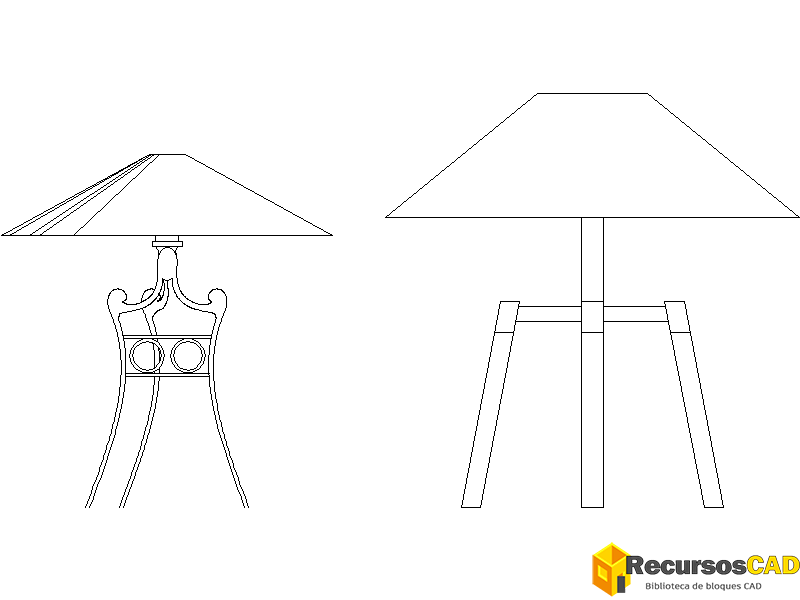 Bloques DWG Lámparas de Mesa Trípode