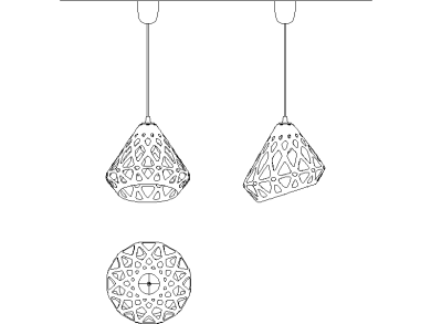 Lámparas individuales colgantes Zaha para AutoCAD gratis