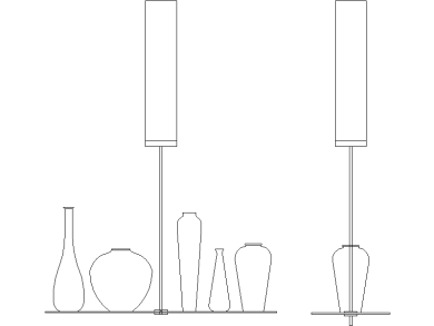 Luz lineal con jarrones DWG Gratis