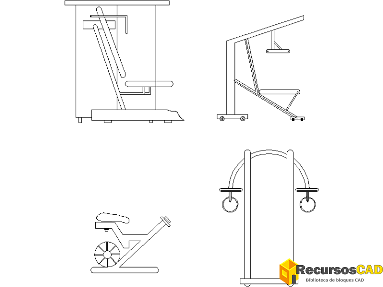 Bloques para AutoCAD: Completo Mobiliario de Gimnasio en Formato DWG ...