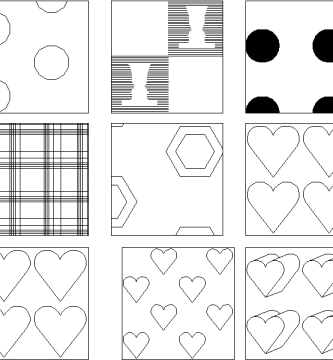 Texturas de fantasía con corazones y círculos.