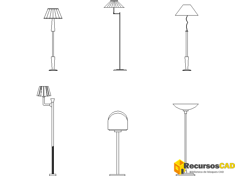 Bloques DWG de Lámparas de Pie