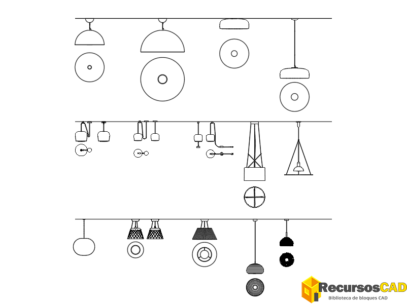 Varias luces colgantes con forma simple