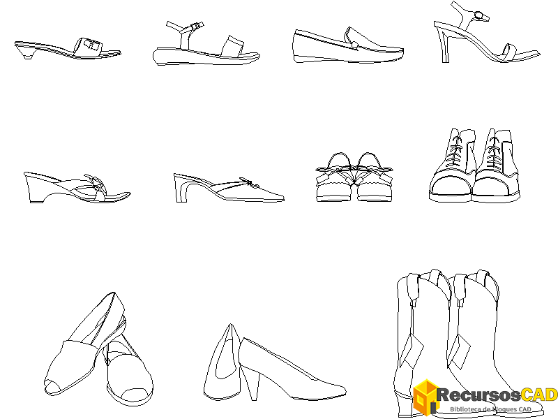 Descarga Bloques DWG de Zapatos para AutoCAD 2D Gratis DWG AutoCAD