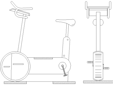 Vista frontal y lateral de una bicicleta de spinning