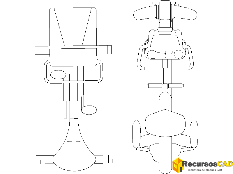 Vista superior de bicicletas de spinning modernas