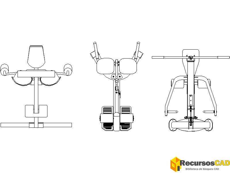 Vista superior de las máquinas de gimnasio