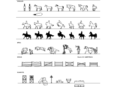 caballos y elementos de equitación