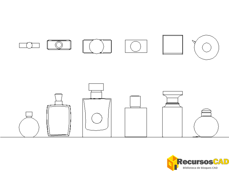 botellas para liquidos perfumes y colorantes DWG listo para usar