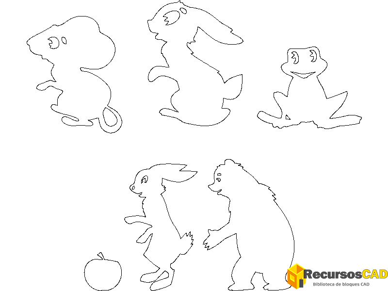 Bloques DWG de Animales de Dibujos Animados