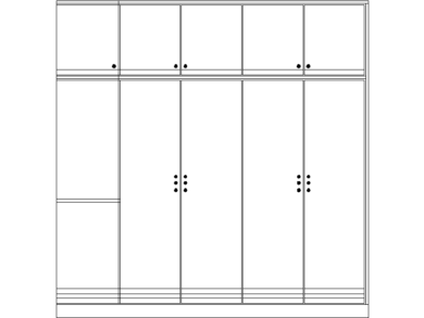 Bloques AutoCAD DWG Armario de Dormitorio en Vista Frontal o Alzado 2D Gratis