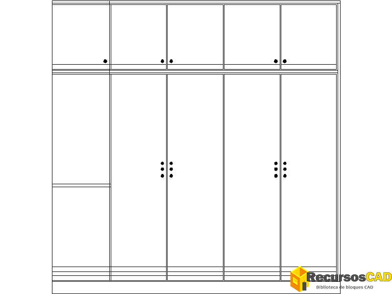 Bloques AutoCAD DWG Armario de Dormitorio en Vista Frontal o Alzado 2D Gratis