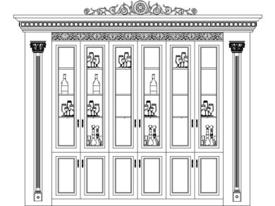 Bloques AutoCAD DWG: Armarios de Lujo con Columnas Laterales