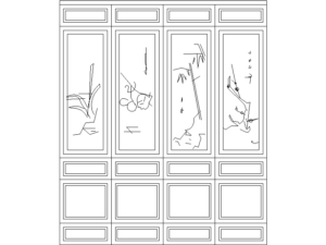 gran armario de madera con frescos en vista