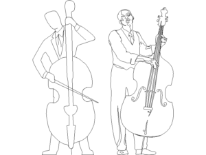 Descargar músicos AutoCAD DWG Gratis – Bloque 2D contrabajistas profesional