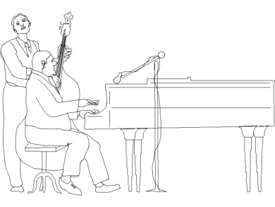 Banda tocando contrabajo y piano