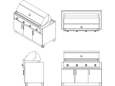 Barbacoa amplia de 3 puertas