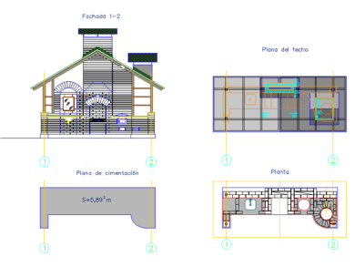 Barbacoa vista en planta y elevación