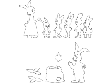 Bloques DWG de Conejitos Caricaturizados