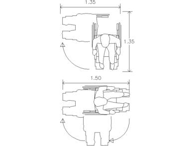 Dimensiones de una silla de ruedas que gira