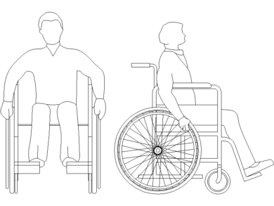 Discapacitados sentados en silla de ruedas