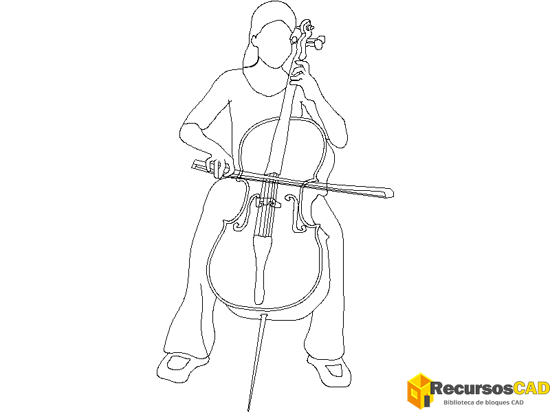descargar musicos autocad dwg gratis bloque 2D estudiante tocando violonchelo