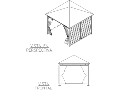 Gazebo con pared de privacidad