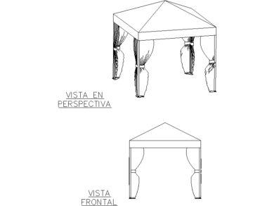 Gazebo cuadrado con cortinas