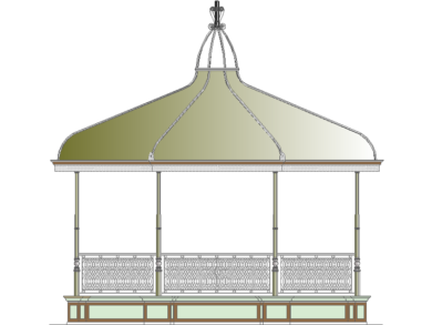 Gazebo elegante en madera y metal