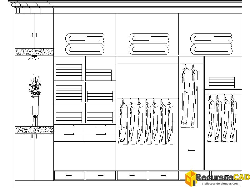 Bloques AutoCAD DWG: Gran Armario Empotrado