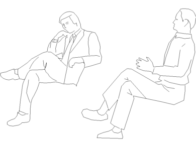 Hombres en su hora de almuerzo