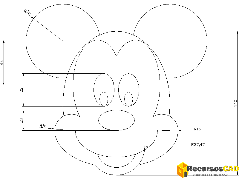 Bloques DWG de Mickey Mouse