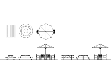 Bloques AutoCAD DWG de Mesas de Picnic