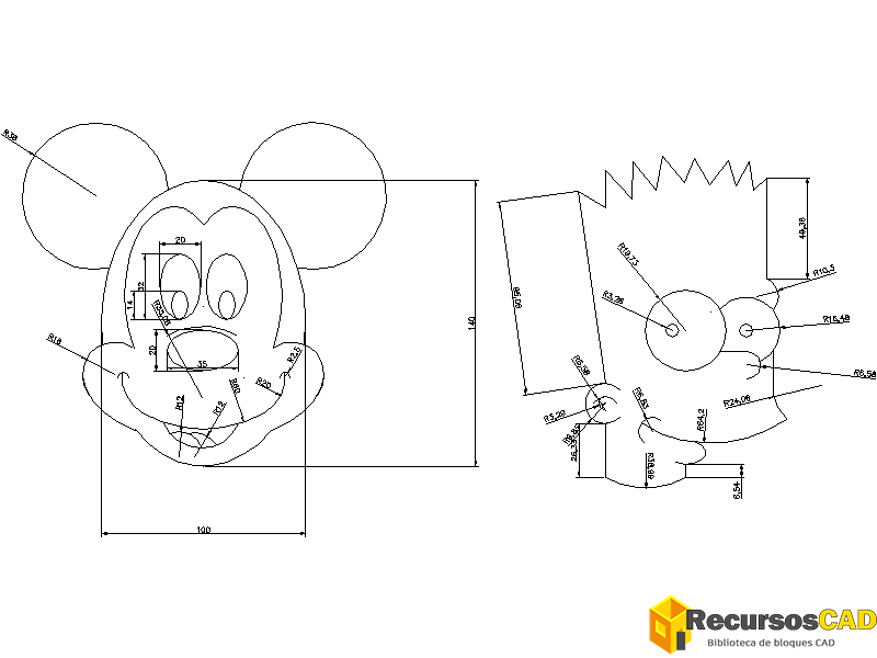 Mickey Mouse y Bart Simpson Gratis para AutoCAD 2D